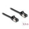 Delock - Sítový kabel - RJ-45 (M) do RJ-45 (M) - 50 cm - U/FTP - CAT 8.1 - lisovaný, provedení bez hrbolku - cerná