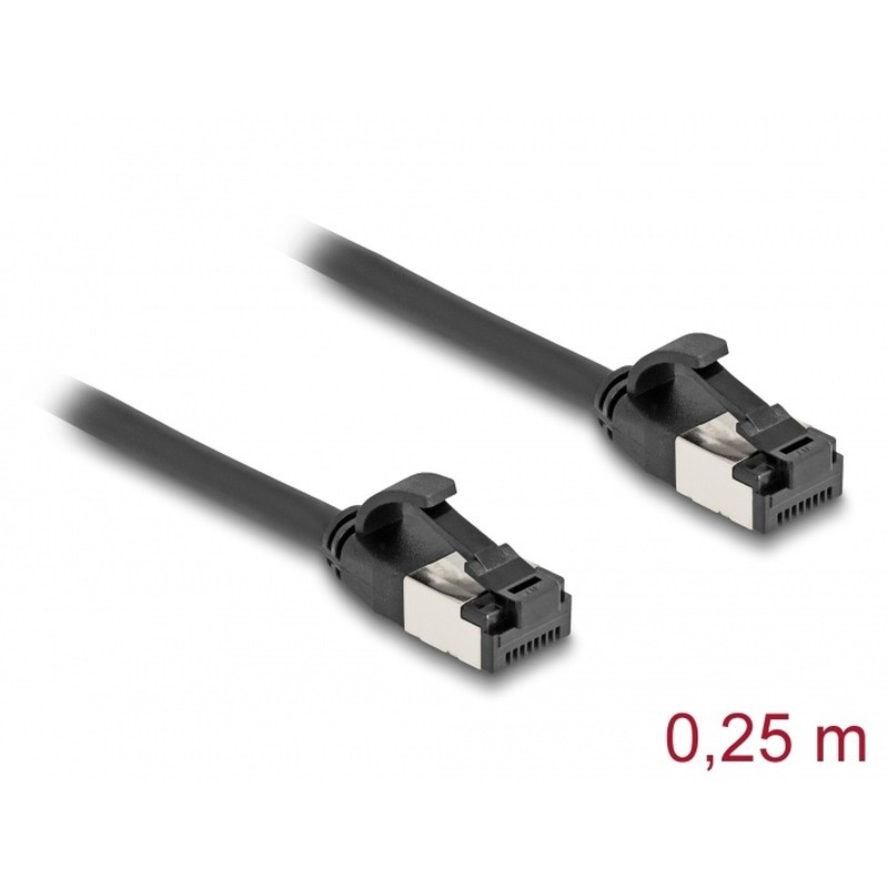 Delock - Sítový kabel - RJ-45 (M) do RJ-45 (M) - 25 cm - U/FTP - CAT 8.1 - provedení bez hrbolku - cerná