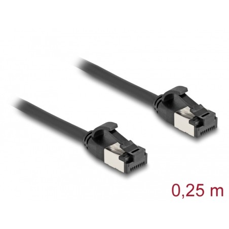 Delock - Sítový kabel - RJ-45 (M) do RJ-45 (M) - 25 cm - U/FTP - CAT 8.1 - provedení bez hrbolku - cerná