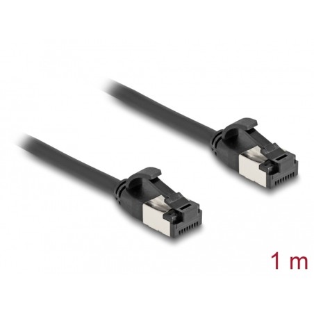 Delock - Sítový kabel - RJ-45 (M) do RJ-45 (M) - 1 m - U/FTP - CAT 8.1 - provedení bez hrbolku - cerná