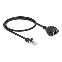 Delock - Sítový prodlužovací kabel - RJ-50 (M) do RJ-50 (F) šroubovací - 50 cm - S/FTP - provedení bez hrbolku - cerná