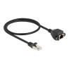 Delock - Sítový prodlužovací kabel - RJ-50 (M) do RJ-50 (F) šroubovací - 50 cm - S/FTP - provedení bez hrbolku - cerná