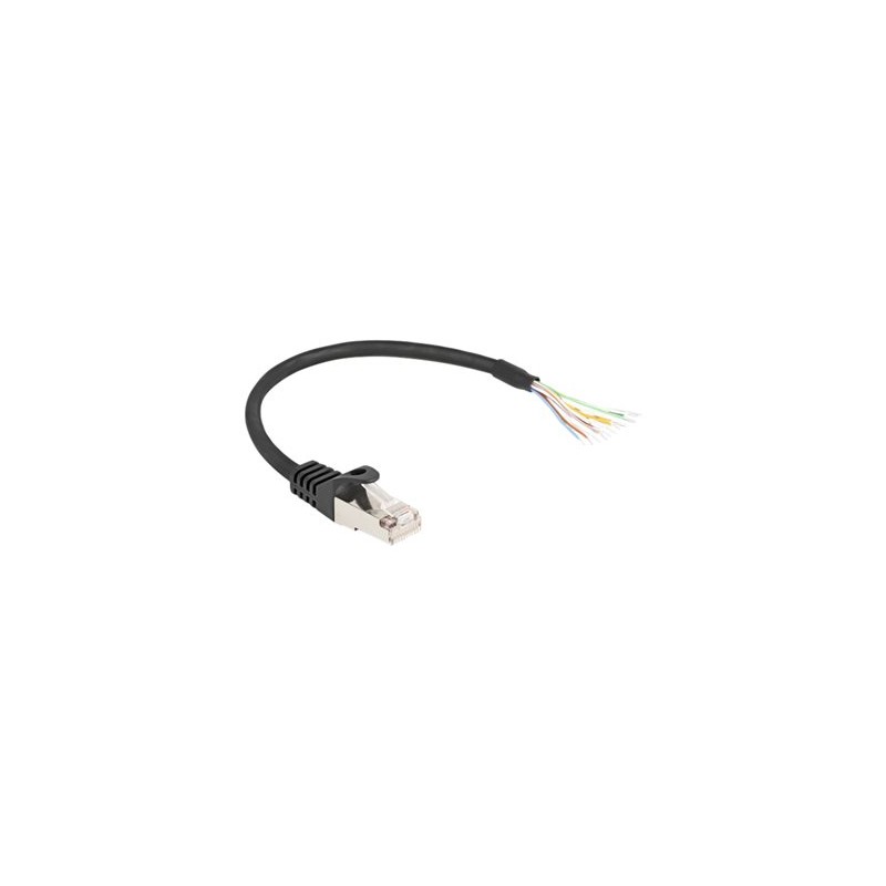 Delock - Sítový kabel - RJ-50 (M) do obnažený drát - 25 cm - S/FTP - lisovaný, provedení bez hrbolku - cerná