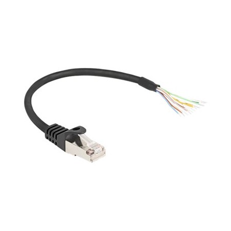 Delock - Sítový kabel - RJ-50 (M) do obnažený drát - 25 cm - S/FTP - lisovaný, provedení bez hrbolku - cerná