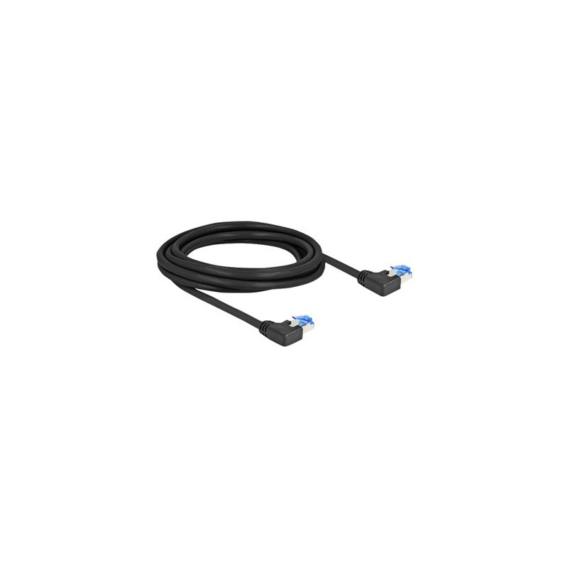 Delock - Patch kabel - RJ-45 (M) levoúhlé do RJ-45 (M) levoúhlé - 3 m - 6 mm - S/FTP - CAT 6a - bootovaný, neobsahuje halogen