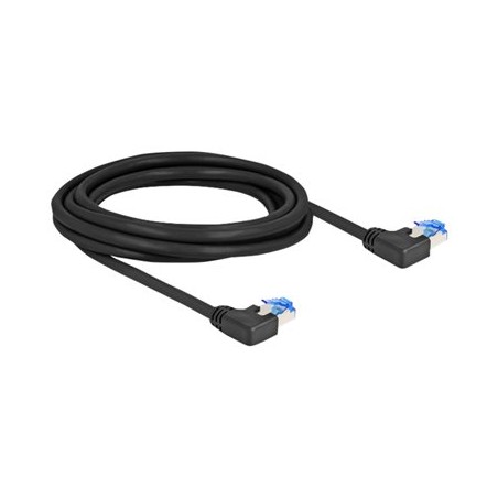 Delock - Patch kabel - RJ-45 (M) levoúhlé do RJ-45 (M) levoúhlé - 3 m - 6 mm - S/FTP - CAT 6a - bootovaný, neobsahuje halogen