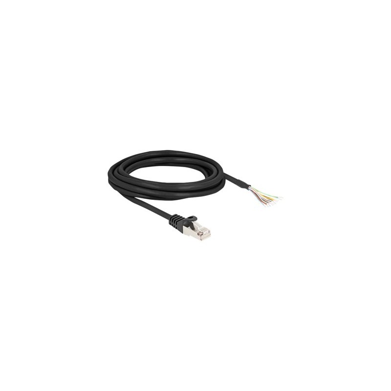 Delock - Sítový kabel - RJ-50 (M) do obnažený drát - 3 m - S/FTP - lisovaný, provedení bez hrbolku - cerná