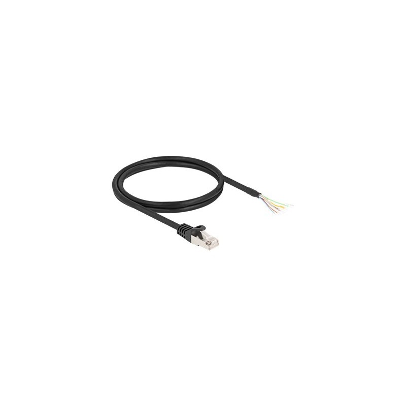 Delock - Sítový kabel - RJ-50 (M) do obnažený drát - 1 m - S/FTP - provedení bez hrbolku - cerná