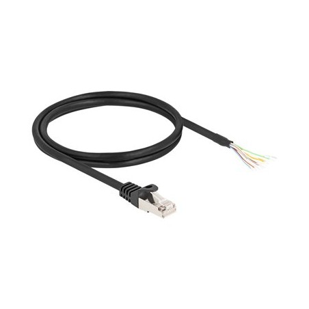 Delock - Sítový kabel - RJ-50 (M) do obnažený drát - 1 m - S/FTP - provedení bez hrbolku - cerná