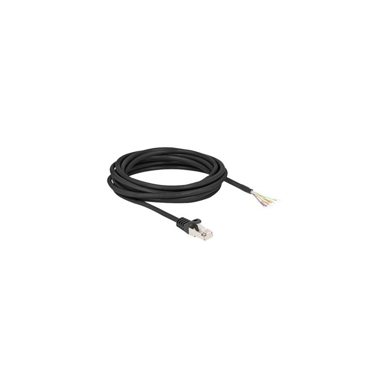Delock - Sítový kabel - RJ-50 (M) do obnažený drát - 5 m - S/FTP - provedení bez hrbolku - cerná