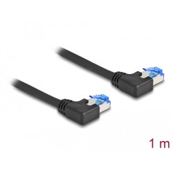 Delock - Patch kabel - RJ-45 (M) levoúhlé do RJ-45 (M) levoúhlé - 1 m - 6 mm - S/FTP - CAT 6a - bootovaný, neobsahuje halogen