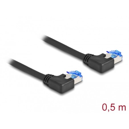 Delock - Patch kabel - RJ-45 (M) levoúhlé do RJ-45 (M) levoúhlé - 50 cm - 6 mm - S/FTP - CAT 6a - bootovaný, neobsahuje halogen