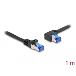 Delock - Sítový kabel - RJ-45 (M) rovné do RJ-45 (M) levoúhlé - 1 m - 6 mm - S/FTP - CAT 6a - neobsahuje halogen, provedení bez