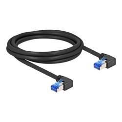Delock - Sítový kabel - RJ-45 (M) pravoúhlý do RJ-45 (M) pravoúhlý - 2 m - 6 mm - S/FTP - CAT 6a - neobsahuje halogen - cerná