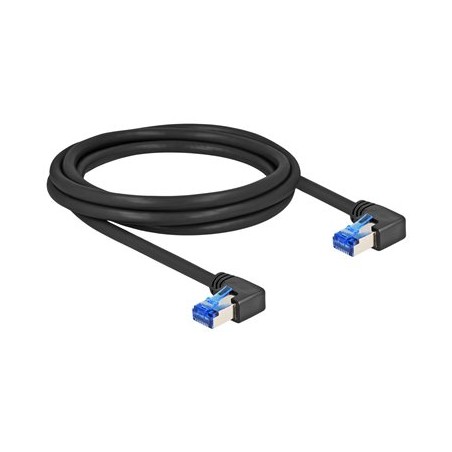 Delock - Sítový kabel - RJ-45 (M) pravoúhlý do RJ-45 (M) pravoúhlý - 2 m - 6 mm - S/FTP - CAT 6a - neobsahuje halogen - cerná