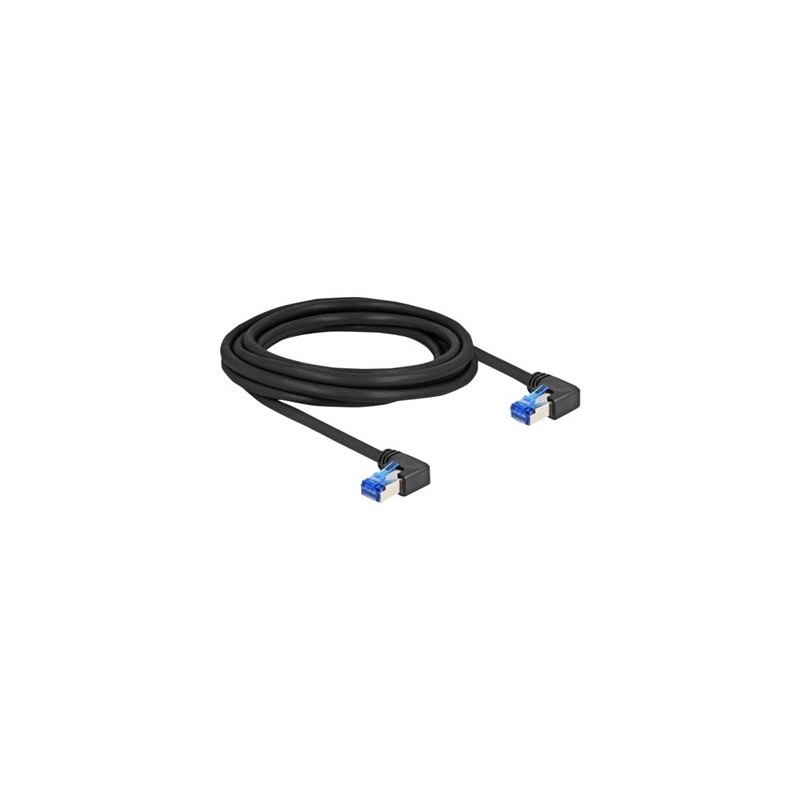 Delock - Patch kabel - RJ-45 (M) pravoúhlý do RJ-45 (M) pravoúhlý - 3 m - 6 mm - S/FTP - CAT 6a - bootovaný, neobsahuje halogen