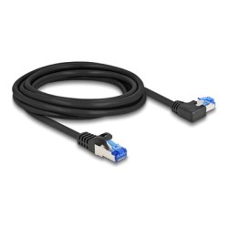 Delock - Sítový kabel - RJ-45 (M) rovné do RJ-45 (M) levoúhlé - 3 m - 6 mm - S/FTP - CAT 6a - neobsahuje halogen, provedení bez