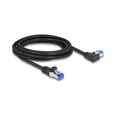 Delock - Sítový kabel - RJ-45 (M) rovné do RJ-45 (M) levoúhlé - 3 m - 6 mm - S/FTP - CAT 6a - neobsahuje halogen, provedení bez