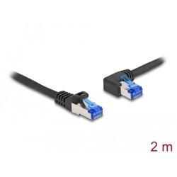 Delock - Patch kabel - RJ-45 (M) rovné do RJ-45 (M) levoúhlé - 2 m - 6 mm - S/FTP - CAT 6a - bootovaný, neobsahuje halogen
