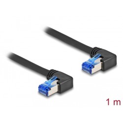 Delock - Patch kabel - RJ-45 (M) pravoúhlý do RJ-45 (M) pravoúhlý - 1 m - 6 mm - S/FTP - CAT 6a - bootovaný, neobsahuje halogen