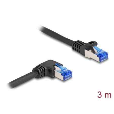 Delock - Sítový kabel - RJ-45 (M) pravoúhlý do RJ-45 (M) rovné - 3 m - 6 mm - S/FTP - CAT 6a - neobsahuje halogen, provedení
