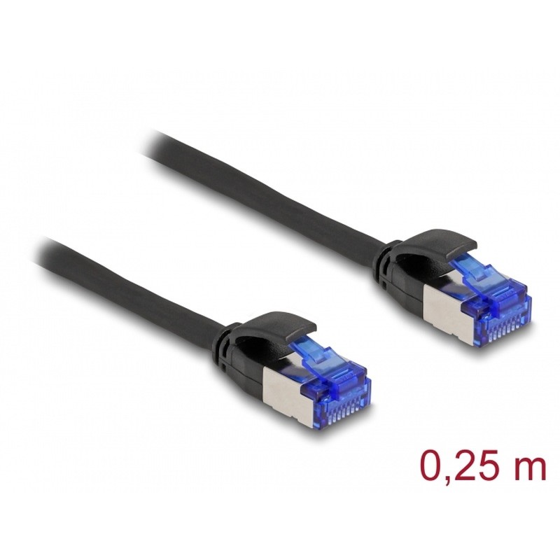 Delock - Sítový kabel - RJ-45 (M) do RJ-45 (M) - 25 cm - 4.5 mm - S/FTP - CAT 6a - neobsahuje halogen, provedení bez hrbolku