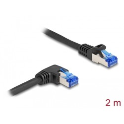 Delock - Sítový kabel - RJ-45 (M) rovné do RJ-45 (M) pravoúhlý - 2 m - 6 mm - S/FTP - CAT 6a - neobsahuje halogen, provedení
