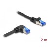 Delock - Sítový kabel - RJ-45 (M) rovné do RJ-45 (M) pravoúhlý - 2 m - 6 mm - S/FTP - CAT 6a - neobsahuje halogen, provedení