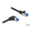Delock - Sítový kabel - RJ-45 (M) rovné do RJ-45 (M) pravoúhlý - 1 m - 6 mm - S/FTP - CAT 6a - neobsahuje halogen, provedení
