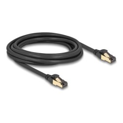 Delock - Sítový kabel - RJ-45 (M) do RJ-45 (M) - 3 m - 6 mm - S/FTP - CAT 6a/7 - provedení bez hrbolku, vnitrní/venkovní - cerná