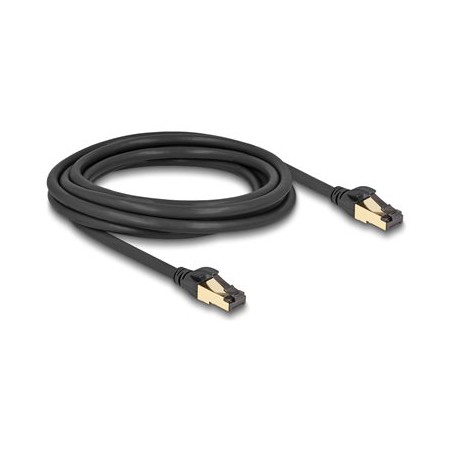 Delock - Sítový kabel - RJ-45 (M) do RJ-45 (M) - 3 m - 6 mm - S/FTP - CAT 6a/7 - provedení bez hrbolku, vnitrní/venkovní - cerná