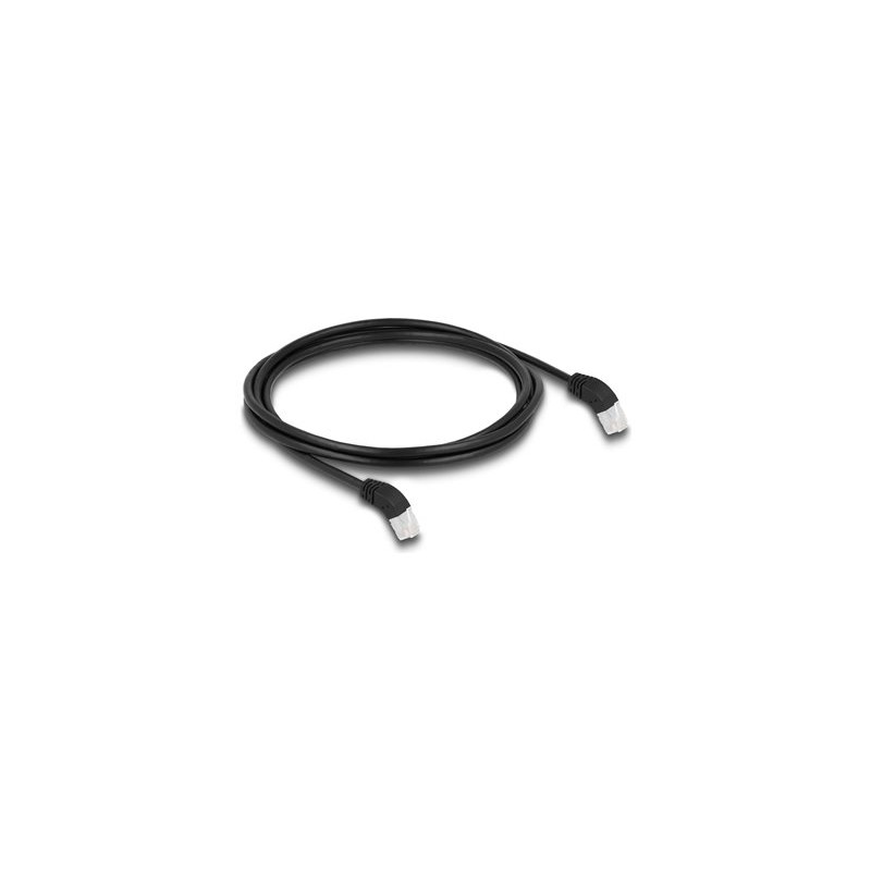 Delock - Patch kabel - RJ-45 (M) úhlový do RJ-45 (M) úhlový - 2 m - 6 mm - S/FTP - CAT 6a - bootovaný, neobsahuje halogen… 80270