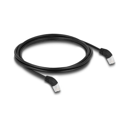 Delock - Patch kabel - RJ-45 (M) úhlový do RJ-45 (M) úhlový - 2 m - 6 mm - S/FTP - CAT 6a - bootovaný, neobsahuje halogen… 80270