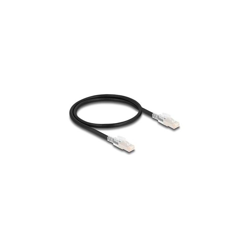 Delock - Sítový kabel - RJ-45 (M) do RJ-45 (M) - 50 cm - 6 mm - S/FTP - CAT 6a - neobsahuje halogen, provedení bez hrbolku