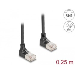 Delock - Sítový kabel - RJ-45 (M) zahnutý nahoru do RJ-45 (M) zahnutý nahoru - 25 cm - 4.5 mm - S/FTP - CAT 6a - bootovaný