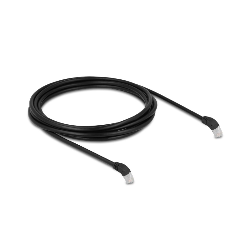 Delock - Patch kabel - RJ-45 (M) úhlový do RJ-45 (M) úhlový - 3 m - 6 mm - S/FTP - CAT 6a - bootovaný, neobsahuje halogen… 80277