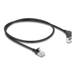 Delock - Sítový kabel - RJ-45 (M) zahnutý nahoru do RJ-45 (M) rovné - 50 cm - 4.5 mm - S/FTP - CAT 6a - neobsahuje halogen