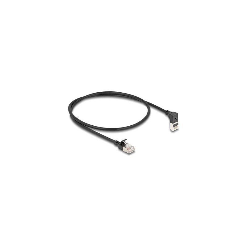 Delock - Sítový kabel - RJ-45 (M) zahnutý nahoru do RJ-45 (M) rovné - 50 cm - 4.5 mm - S/FTP - CAT 6a - neobsahuje halogen