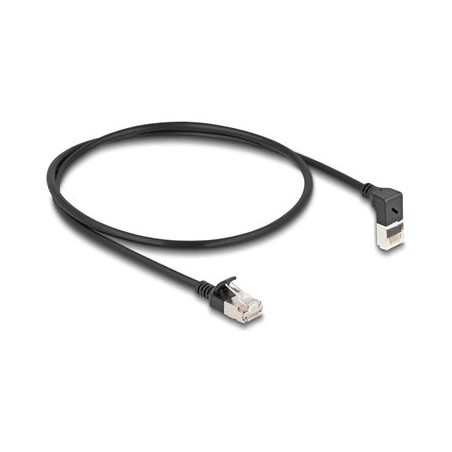 Delock - Sítový kabel - RJ-45 (M) zahnutý nahoru do RJ-45 (M) rovné - 50 cm - 4.5 mm - S/FTP - CAT 6a - neobsahuje halogen