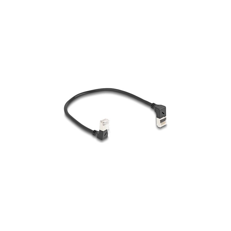 Delock - Patch kabel - RJ-45 (M) zahnutý nahoru do RJ-45 (M) dolu zahnutý - 25 cm - 4.5 mm - S/FTP - CAT 6a - bootovaný