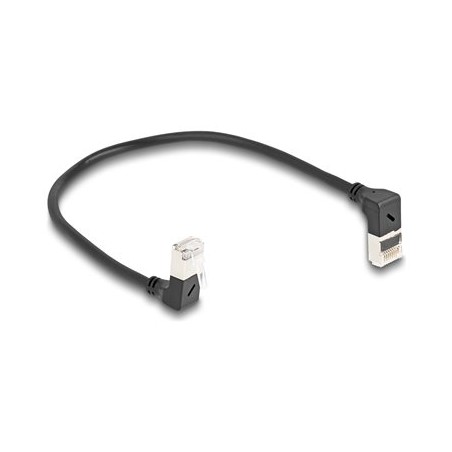 Delock - Patch kabel - RJ-45 (M) zahnutý nahoru do RJ-45 (M) dolu zahnutý - 25 cm - 4.5 mm - S/FTP - CAT 6a - bootovaný
