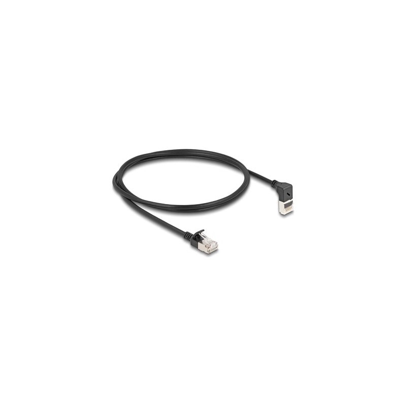 Delock - Sítový kabel - RJ-45 (M) zahnutý nahoru do RJ-45 (M) rovné - 1 m - 4.5 mm - S/FTP - CAT 6a - neobsahuje halogen