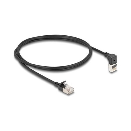 Delock - Sítový kabel - RJ-45 (M) zahnutý nahoru do RJ-45 (M) rovné - 1 m - 4.5 mm - S/FTP - CAT 6a - neobsahuje halogen