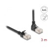Delock - Sítový kabel - RJ-45 (M) zahnutý nahoru do RJ-45 (M) rovné - 3 m - 4.5 mm - S/FTP - CAT 6a - bootovaný, neobsahuje