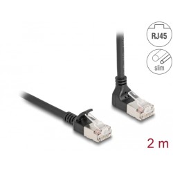 Delock - Sítový kabel - RJ-45 (M) zahnutý nahoru do RJ-45 (M) rovné - 2 m - 4.5 mm - S/FTP - CAT 6a - bootovaný, neobsahuje