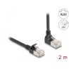 Delock - Sítový kabel - RJ-45 (M) zahnutý nahoru do RJ-45 (M) rovné - 2 m - 4.5 mm - S/FTP - CAT 6a - bootovaný, neobsahuje