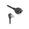 Delock - Sítový prodlužovací kabel - RJ-45 (M) pravoúhlý do RJ-45 (F) šroubovací - 1 m - 6 mm - S/FTP - CAT 6a - bootovaný