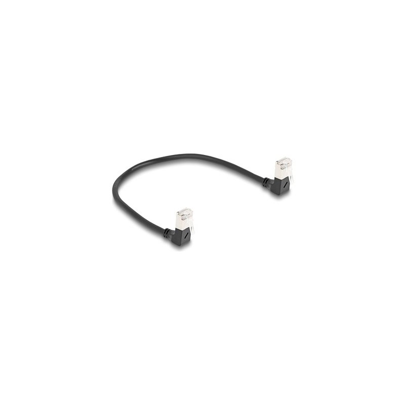 Delock - Sítový kabel - RJ-45 (M) dolu zahnutý do RJ-45 (M) dolu zahnutý - 25 cm - 4.5 mm - S/FTP - CAT 6a - bootovaný