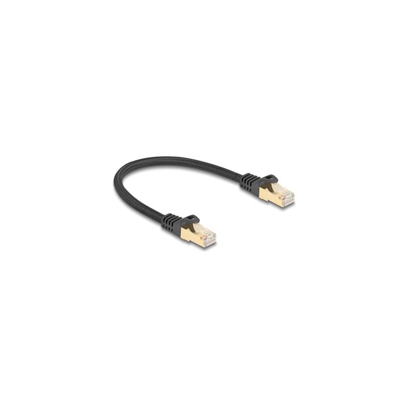Delock - Patch kabel - RJ-45 (M) do RJ-45 (M) - 25 cm - 7 mm - S/FTP - CAT 6a - lisovaný, provedení bez hrbolku, opletený