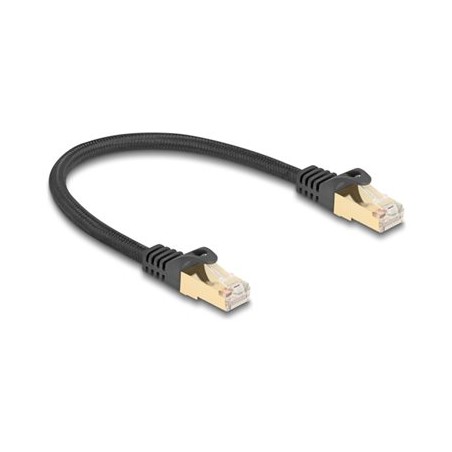 Delock - Patch kabel - RJ-45 (M) do RJ-45 (M) - 25 cm - 7 mm - S/FTP - CAT 6a - lisovaný, provedení bez hrbolku, opletený